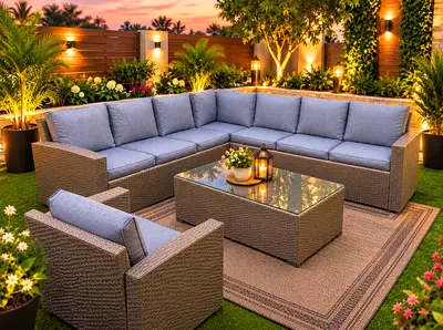Lshape rattan sofa set outdoor furniture garden furniture