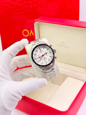 Omega Speedmaster Chronograph Stainless Steel Men's Watch - White Dial