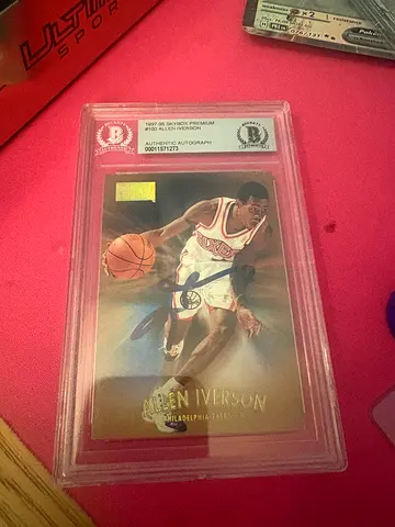 Autographed Allen Iverson Signed Basketball Card (Graded & Encased)