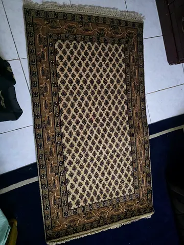 Handwoven Small Traditional Beige and Brown Area Rug