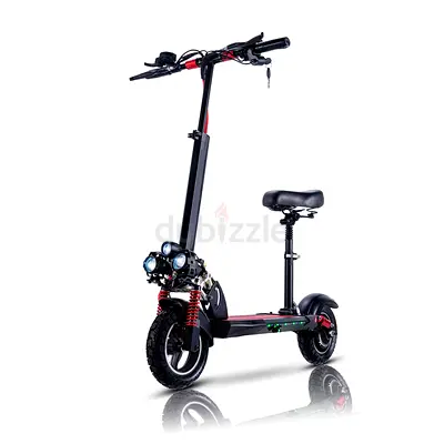 Electric Scooter with Seat - Dual Headlights, Off-Road Tires, Key Start