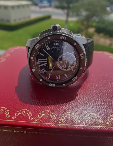 First Cartier men's automatic divers watch with crocodile leather strap