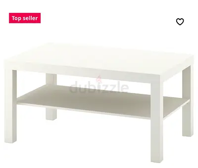 White simple coffee table with lower shelf - good condition 90*55*45