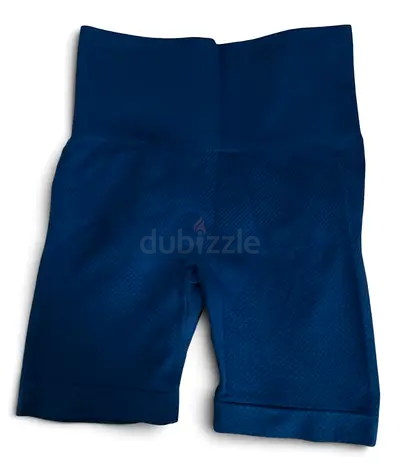 Blue high-waist seamless biker shorts - size S