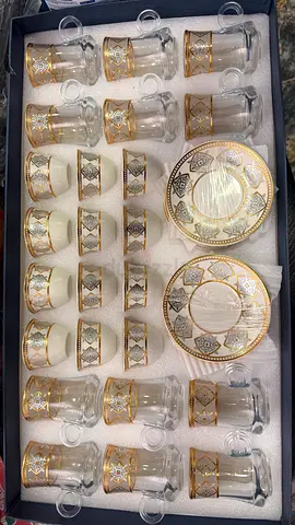 Tea set brand new 22-piece Arabic Tea Set with Gold Pattern (Glasses, Cups & Saucers)
