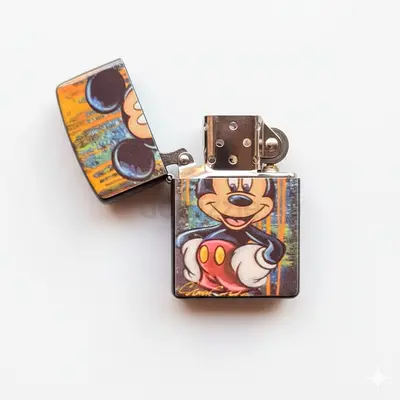 Vintage Mickey Mouse Flip-Top Metal Lighter UNUSED 47