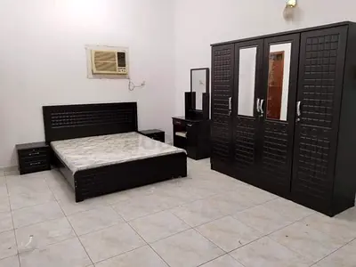 Dark Wood 6-Piece Bedroom Set — Bed, Wardrobe, Dressers & Nightstands