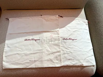 Set of 2 Salvatore Ferragamo dust bags (Made in Italy) - light canvas drawstring pouches 40x40
