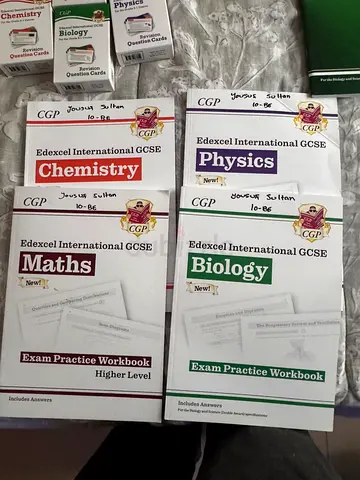 Set of CGP Edexcel International GCSE Exam Practice Workbooks (Maths, Biology, Chemistry, Physics)