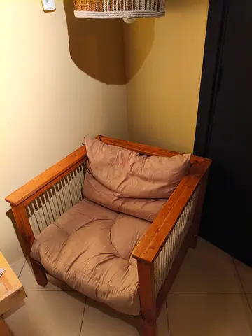 Solid Wood Armchair with Cushions - Excellent Condition