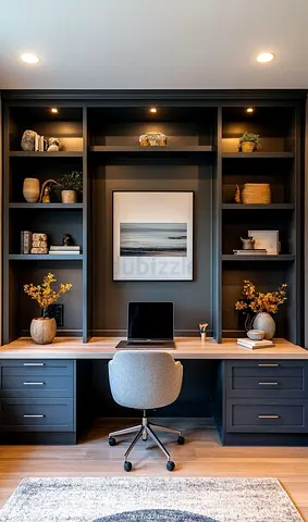 Home Office Wall Unit with Desk and Shelving