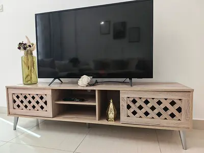 Wooden TV Stand / Entertainment Unit - Light Oak Finish, perfect Condition
