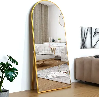 Full-Length Standing Arch Mirror with Gold Frame