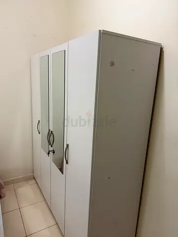 White 3-Door Wardrobe with Mirror - Good Condition