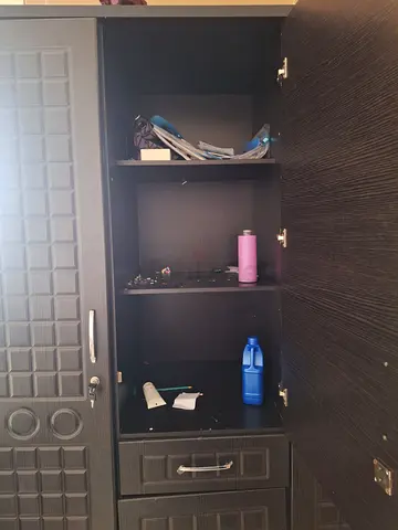 Dark brown 3-door wardrobe with mirror and drawers - good condition