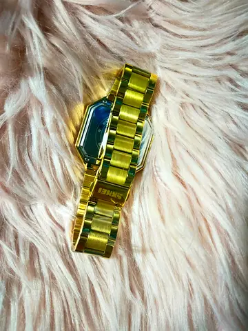 Gold-tone Skmei Digital Watch with Metal Bracelet