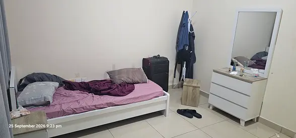 White single bed with mattress and dresser - good condition