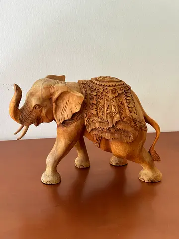 Hand-carved Wooden Elephant Statue — Decorative Figurine
