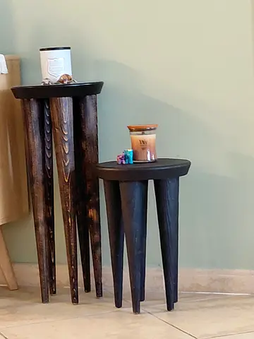 Set of 2 Solid Wood Nesting Side Tables - Dark Finish