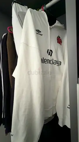 Used Balenciaga soccer Paris hoodie white
