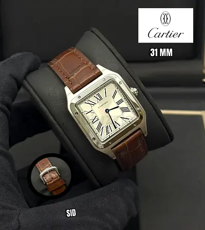 Cartier dumont leather strap mens quartz watch