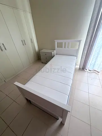 White single bed frame with mattress - good condition