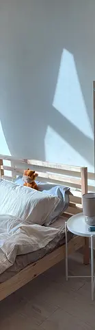 Solid Pine Single Bed Frame with Slatted Headboard - Light Wood