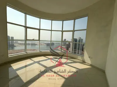 Free AC, parking, gym & pool; spacious 3-bedroom with panoramic sea views, balcony, 4 bathrooms & maid’s room; Al Majaz 3 near Al Qasba, Corniche
