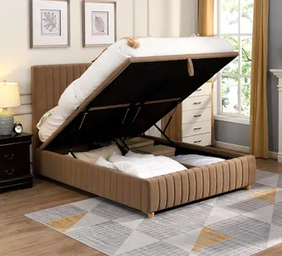 Modern Upholstered Hydraulic Bed with Storage