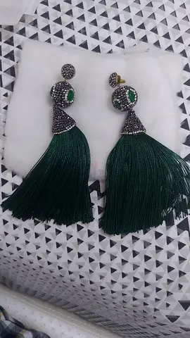 WINTER SALE! GREEN PEACOCK THREAD EARRINGS - ARTIFICIAL JEWELLERY
