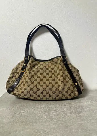 Preloved GG canvass Style D- ring tote bag