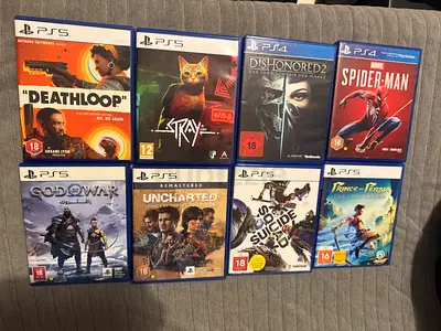 PS5 / PS4 Game Bundle — 8 Titles (Deathloop, Stray, $%& of War, Uncharted, Spider-Man, more)