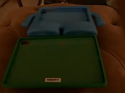Sturdy Kids Tablet Case with Handle and Stand - Blue/Green