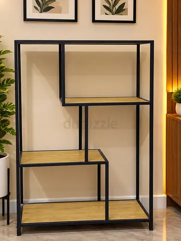 Industrial-style metal and wood display shelf / bookcase