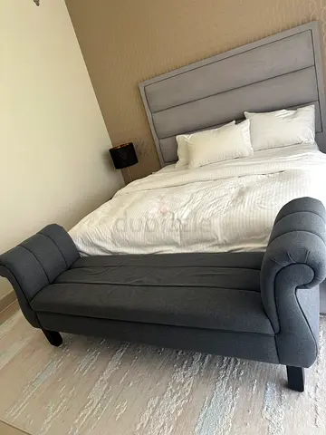 Charcoal Grey Upholstered Bed Bench