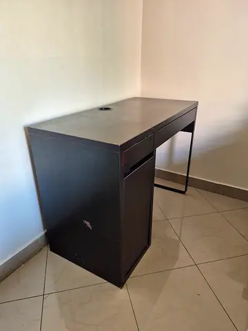 Micke desk from Ikea - Solid dark wood office desk with storage cabinet — good condition