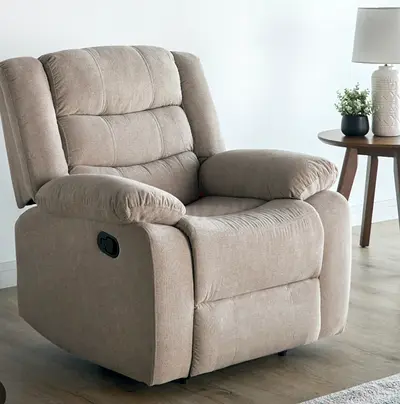 Comfortable Beige Single Recliner Armchair - Good Condition