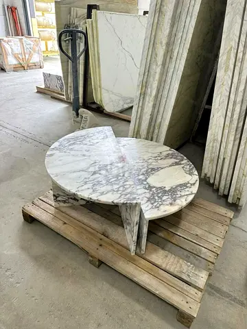 Custom Natural Travertine / marble Coffee Table with Monolithic Design, Soft Rounded Edges and Elega