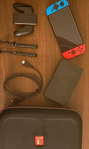 Nintendo Switch OLED Neon Red/Blue + Dock & Accessories