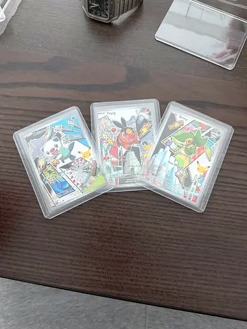 Set of 3 Collectible Illustration Cards in Protective Sleeves
