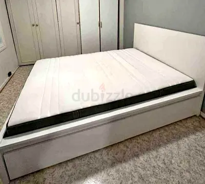 Ikea queen size bed with mattress and storage drawers
