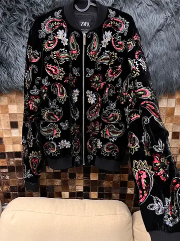 Beautiful Zara Limited Edition velvet Bomber jacket women M chanel lv valentino dolce gabbana