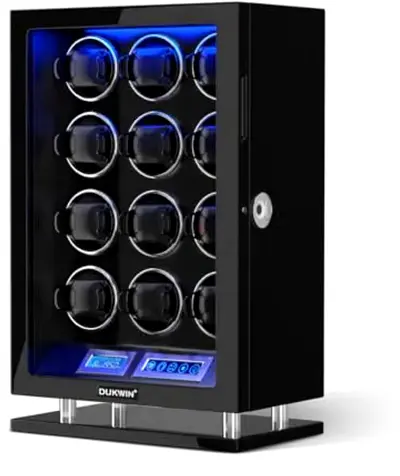 DUKWIN Watch Winder for 3/4/6/9/12 Watches Fingerprint Lock Automatic Watch Winder with LCD
Remote C