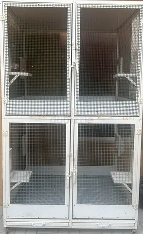 Large 4-Compartment Metal Bird/Rabbit Cage — Good Condition