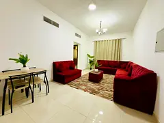 Furnished One-bedroom apartment with a living room for monthly rent in Ajman – Al Rawdah 2 – Tun