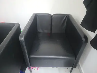 Black faux leather single armchair - good condition
