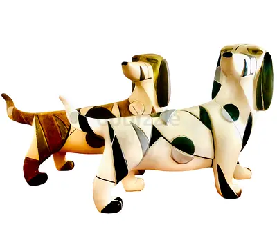 Pair of Abstract wooden Dachshund Figurines
