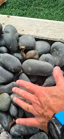 Large amount of smooth decorative river stones / pebbles - grey, medium and large size