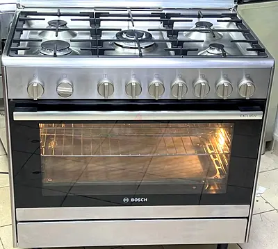 Free delivery Bosch 5-Burner Gas Cooker with Oven - Stainless Steel, Good Condition