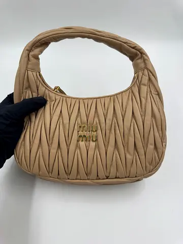 MIUMIU wander matellase beige hobo bag napa leather